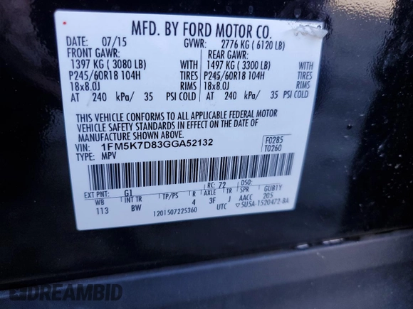 2016 Ford Explorer XLT with VIN 1FM5K7D83GGA52132, listed as a Copart auction lot 45406385 with 134,703 mi miles and Salvage Title. Bid and sale history available at carsss.com. Image 13.