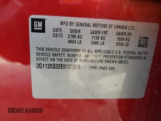2014 Chevrolet Impala LT with VIN 2G1125S32E9101310, listed as a Copart auction lot 52306975 with 123,393 mi miles and Salvage Title. Bid and sale history available at DreamBid. Image 12.