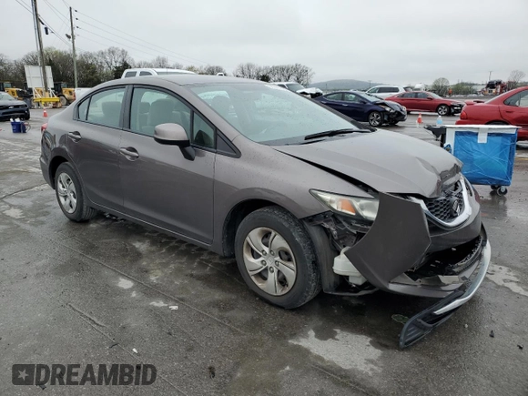 2013 Honda Civic LX with VIN 19XFB2F52DE040631, listed as a Copart auction lot 51076145 with 135,840 mi miles and Salvage Title. Bid and sale history available at DreamBid. Image 4.