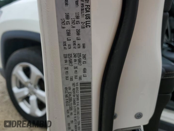 2018 Jeep Compass Altitude with VIN 3C4NJDBBXJT315899, listed as a Copart auction lot 61472665 with Not provided miles and Salvage title. Bid and sale history available at DreamBid. Image 13.