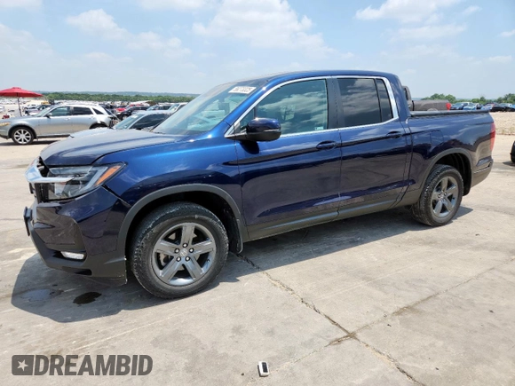 2023 Honda Ridgeline RTL with VIN 5FPYK3F50PB011150, listed as a Copart auction lot 58273325 with 38,742 mi miles and Salvage title. Bid and sale history available at DreamBid. Image 1.