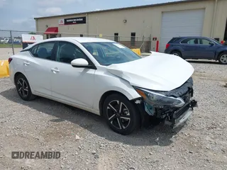 2025 Nissan Sentra SV with VIN 3N1AB8CV0SY208878, listed as a IAAI auction lot 42143521 with 10,192 mi miles. Bid and sale history available at carsss.com. Image 1.