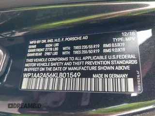 2019 Porsche Macan z VIN WP1AA2A56KLB01549, wystawiony jako IAAI lot #41748026 z przebiegiem 73 566 mil mil oraz . Historia ofert i sprzedaży dostępna na DreamBid. Obrazek 9.