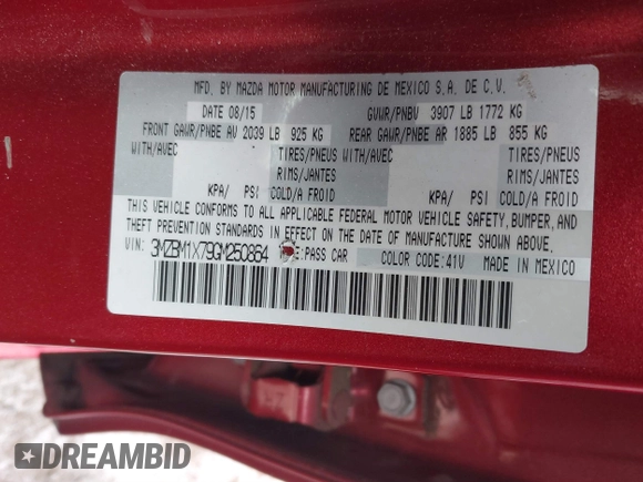 2016 Mazda 3 i Grand Touring with VIN 3MZBM1X79GM250864, listed as a IAAI auction lot 41343584 with 170,360 mi miles and . Bid and sale history available at DreamBid. Image 9.