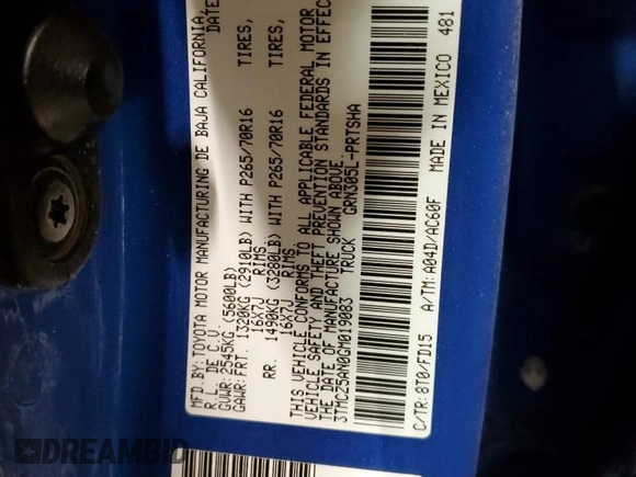 2016 Toyota Tacoma SR with VIN 3TMCZ5AN0GM019083, listed as a Copart auction lot 45275535 with 92,626 mi miles and Clean Title. Bid and sale history available at DreamBid. Image 13.