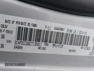 2012 Dodge Journey SXT with VIN 3C4PDCCG6CT135911, listed as a IAAI auction lot 41448632 with 179,440 mi miles and . Bid and sale history available at DreamBid. Image 9.