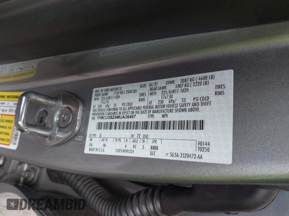 2021 Ford Escape SE Hybrid z VIN 1FMCU0BZ4MUA38497, wystawiony jako IAAI lot #42306761 z przebiegiem 20 555 mil mil oraz . Historia ofert i sprzedaży dostępna na DreamBid. Obrazek 9.