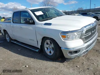 2021 Ram 1500 Big Horn with VIN 1C6SRFBT5MN557642, listed as a IAAI auction lot 41498784 with 53,000 mi miles. Bid and sale history available at carsss.com. Image 1.