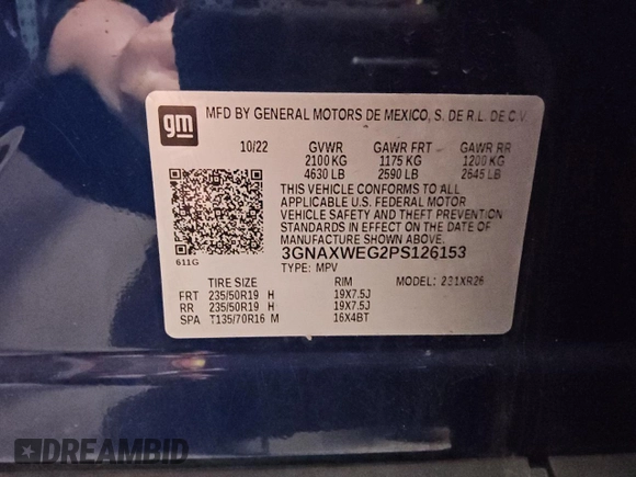 2023 Chevrolet Equinox RS z VIN 3GNAXWEG2PS126153, wystawiony jako Copart lot #53399455 z przebiegiem 49 324 mil mil oraz Czysty tytuł • Clean title. Historia ofert i sprzedaży dostępna na DreamBid. Obrazek 13.