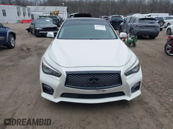 2016 Infiniti Q50 3.0t Red Sport 400 with VIN JN1FV7AR5GM450606, listed as a IAAI auction lot 41614906 with 108,187 mi miles. Bid and sale history available at carsss.com. Image 12.