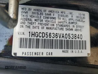 1997 Honda Accord LX with VIN 1HGCD5636VA053840, listed as a Copart auction lot 47129895 with 192,704 mi miles and Salvage Title. Bid and sale history available at carsss.com. Image 12.