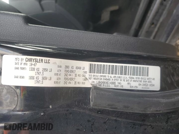 2008 Jeep Commander Sport z VIN 1J8HG48KX8C149885, wystawiony jako Copart lot #55042915 z przebiegiem 243 357 mil mil oraz Czysty tytuł • Clean title. Historia ofert i sprzedaży dostępna na DreamBid. Obrazek 14.