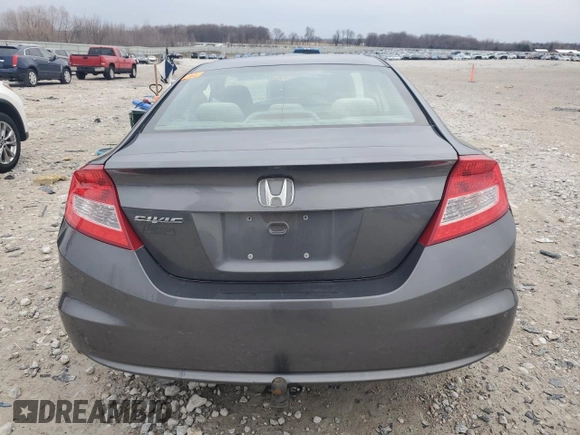 2012 Honda Civic Cpe LX with VIN 2HGFG3B58CH527382, listed as a Copart auction lot 51947645 with 0 mi miles and Clean Title. Bid and sale history available at carsss.com. Image 6.