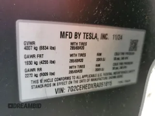2024 Tesla Cybertruck with VIN 7G2CEHEDXRA051815, listed as a Copart auction lot 45300515 with 6,443 mi miles and Salvage Title. Bid and sale history available at carsss.com. Image 12.