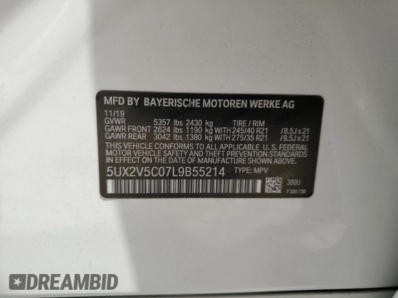 2020 BMW X4 M40i with VIN 5UX2V5C07L9B55214, listed as a Copart auction lot 49868665 with 46,287 mi miles and Salvage Title. Bid and sale history available at carsss.com. Image 15.