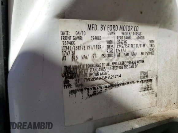 2011 Ford F-250 XL with VIN 1FT7W2B6XBEA21714, listed as a Copart auction lot 53170315 with 355,082 mi miles and Clean title. Bid and sale history available at DreamBid. Image 12.