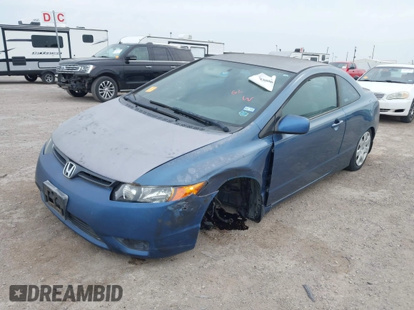 2007 Honda Civic Cpe LX with VIN 2HGFG12657H582102, listed as a IAAI auction lot 42030068 with 166,172 mi miles. Bid and sale history available at carsss.com. Image 2.