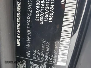 2023 Mercedes-Benz Metris with VIN W1WV0FEY8P4290244, listed as a Copart auction lot 44124005 with 9,072 mi miles and Salvage Title. Bid and sale history available at DreamBid. Image 14.