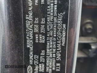 2023 Hyundai Elantra SEL с VIN 5NPLM4AG0PH088405, выставлен на аукционе Copart как лот 55816945 с пробегом 82 089 миль миль и Списание • Salvage title. История ставок и продаж доступна на DreamBid. Изображение 12.