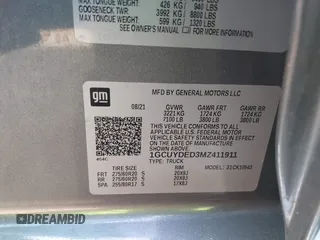 2021 Chevrolet Silverado 1500 LT z VIN 1GCUYDED3MZ411911, wystawiony jako IAAI lot #42005209 z przebiegiem 29 253 mil mil oraz . Historia ofert i sprzedaży dostępna na DreamBid. Obrazek 9.
