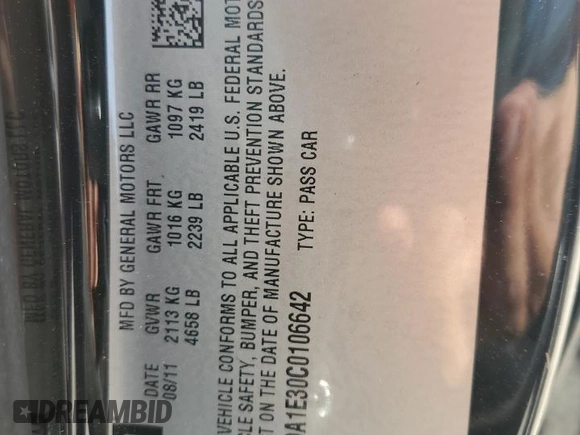 2012 Cadillac CTS z VIN 1G6DA1E30C0106642, wystawiony jako Copart lot #43330145 z przebiegiem 101 063 mil mil oraz Szkoda całkowita • Salvage title. Historia ofert i sprzedaży dostępna na DreamBid. Obrazek 14.