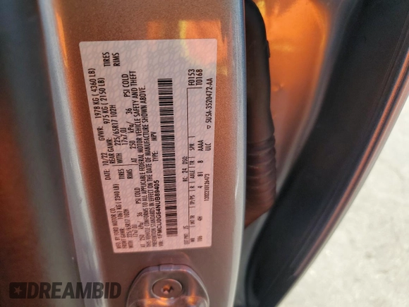 2022 Ford Escape SE с VIN 1FMCU0G64NUB89405, выставлен на аукционе Copart как лот 61161325 с пробегом 24 936 миль миль и Списание • Salvage title. История ставок и продаж доступна на DreamBid. Изображение 14.