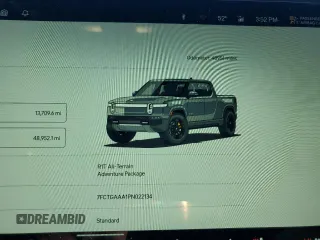 2023 Rivian R1T Adventure z VIN 7FCTGAAA1PN022134, wystawiony jako Copart lot #85545774 z przebiegiem 48 951 mil mil oraz Szkoda całkowita • Salvage title. Historia ofert i sprzedaży dostępna na DreamBid. Obrazek 9.