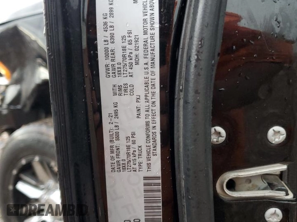 2021 Ram 2500 Tradesman with VIN 3C6UR5CJ4MG591600, listed as a Copart auction lot 54354535 with 88,520 mi miles and Salvage title. Bid and sale history available at DreamBid. Image 12.