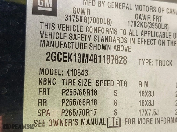 2008 Chevrolet Silverado 1500 LT w/1LT with VIN 2GCEK13M481187828, listed as a IAAI auction lot 41444161 with 264,592 mi miles. Bid and sale history available at carsss.com. Image 9.