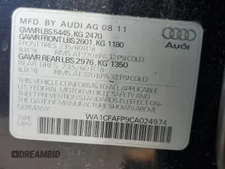 2012 Audi Q5 Premium with VIN WA1CFAFP9CA024974, listed as a Copart auction lot 58266445 with 119,749 mi miles and Salvage title. Bid and sale history available at DreamBid. Image 12.