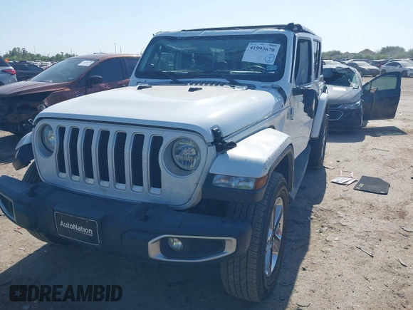 2019 Jeep Wrangler Unlimited Sahara with VIN 1C4HJXEG0KW577917, listed as a IAAI auction lot 41993670 with 90,584 mi miles and . Bid and sale history available at DreamBid. Image 2.