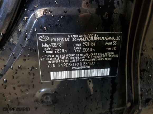 2018 Hyundai Elantra SEL with VIN 5NPD84LFXJH360267, listed as a Copart auction lot 46429455 with 110,363 mi miles and Salvage Title. Bid and sale history available at carsss.com. Image 13.