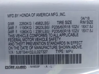2018 Acura RDX with VIN 5J8TB4H32JL027327, listed as a IAAI auction lot 41246327 with 165,446 mi miles. Bid and sale history available at carsss.com. Image 9.