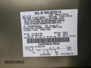 2013 Ford Taurus Limited with VIN 1FAHP2F8XDG198564, listed as a Copart auction lot 51377105 with 141,252 mi miles and Salvage Title. Bid and sale history available at DreamBid. Image 14.