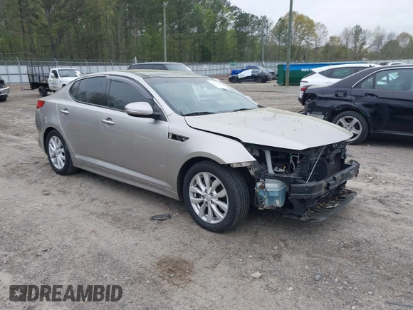 2015 Kia Optima EX with VIN 5XXGN4A76FG409159, listed as a IAAI auction lot 41937814 with 120,641 mi miles. Bid and sale history available at carsss.com. Image 1.