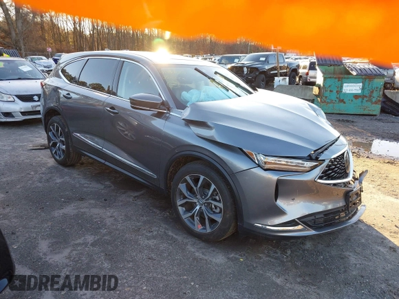 2023 Acura MDX w/Technology Package with VIN 5J8YE1H43PL039614, listed as a IAAI auction lot 41193984 with 9,677 mi miles. Bid and sale history available at carsss.com. Image 1.