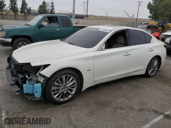 2018 Infiniti Q50 Luxe with VIN JN1EV7APXJM354116, listed as a Copart auction lot 52459655 with 66,624 mi miles and Non Repairable. Bid and sale history available at DreamBid. Image 1.