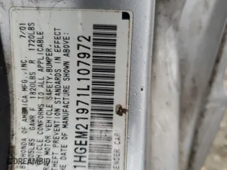 2001 Honda Civic EX with VIN 1HGEM21971L107972, listed as a Copart auction lot 46279685 with 0 mi miles and Salvage Title. Bid and sale history available at carsss.com. Image 12.