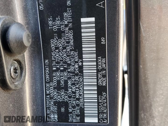 2010 Toyota 4Runner Trail with VIN JTEBU5JR6A5024617, listed as a Copart auction lot 47258695 with 189,729 mi miles and Salvage Title. Bid and sale history available at DreamBid. Image 13.
