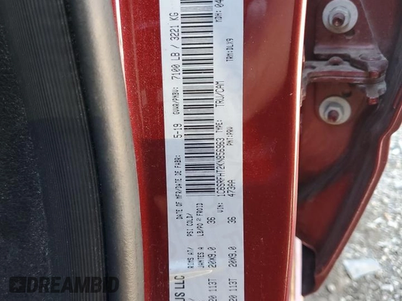 2019 Ram 1500 Limited with VIN 1C6SRFHT2KN856963, listed as a Copart auction lot 58815325 with 45,610 mi miles and Salvage title. Bid and sale history available at DreamBid. Image 12.