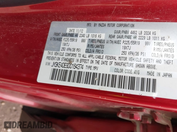 2013 Mazda CX-5 Grand Touring with VIN JM3KE4DE8D0164374, listed as a IAAI auction lot 41820866 with 145,815 mi miles. Bid and sale history available at carsss.com. Image 9.