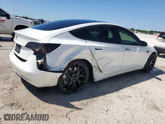 2022 Tesla Model 3 with VIN 5YJ3E1EA0NF108956, listed as a Copart auction lot 50066235 with 35,180 mi miles and Non Repairable. Bid and sale history available at DreamBid. Image 3.