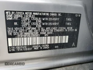 2020 Toyota RAV4 XLE with VIN 2T3P1RFV6LC083003, listed as a Copart auction lot 51905775 with 100,298 mi miles and Salvage Title. Bid and sale history available at DreamBid. Image 13.