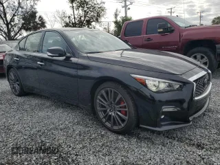 2023 Infiniti Q50 Red Sport 400 with VIN JN1FV7DP8PM570247, listed as a Copart auction lot 81809854 with 6,241 mi miles and Salvage Title. Bid and sale history available at DreamBid. Image 4.