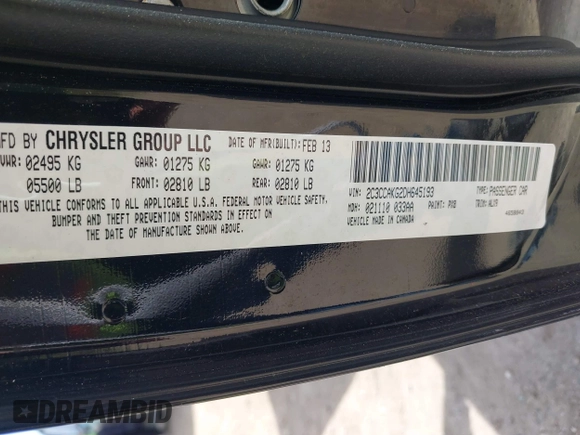 2013 Chrysler 300 with VIN 2C3CCAKG2DH645193, listed as a IAAI auction lot 42105459 with 230,063 mi miles. Bid and sale history available at carsss.com. Image 9.