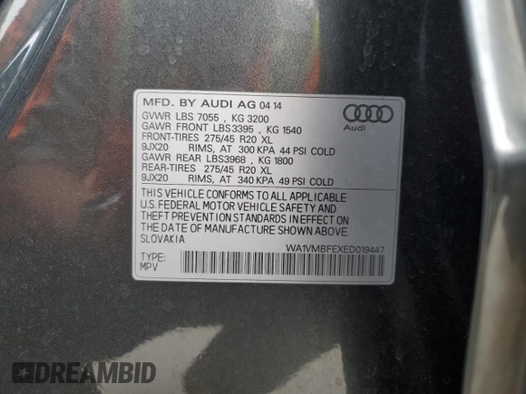 2014 Audi Q7 3.0L TDI Prestige with VIN WA1VMBFEXED019447, listed as a Copart auction lot 78465214 with 144,393 mi miles and Salvage Title. Bid and sale history available at carsss.com. Image 14.