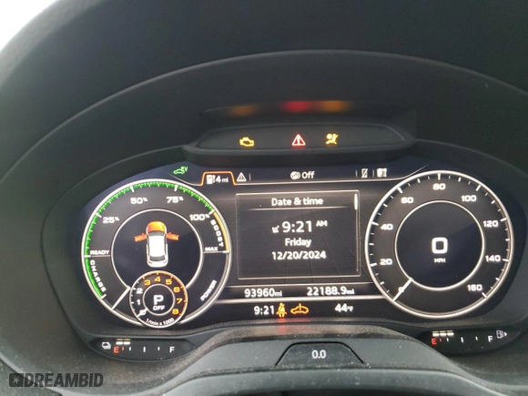 2018 Audi A3 Sportback e-tron Premium Plus with VIN WAUTPBFF9JA057449, listed as a Copart auction lot 86098964 with 93,960 mi miles and Salvage Title. Bid and sale history available at carsss.com. Image 9.
