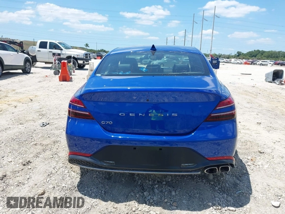 2023 Genesis G70 2.0T with VIN KMTG34TA1PU111825, listed as a IAAI auction lot 42030503 with 1 mi miles. Bid and sale history available at carsss.com. Image 16.