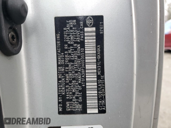 2004 Toyota Solara SE with VIN 4T1FA38P34U035510, listed as a Copart auction lot 83822194 with 167,648 mi miles and Salvage Title. Bid and sale history available at carsss.com. Image 13.