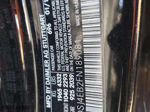 2015 Mercedes-Benz CLA-Class CLA 250 with VIN WDDSJ4EB2FN189081, listed as a Copart auction lot 46324215 with 154,632 mi miles and Salvage Title. Bid and sale history available at carsss.com. Image 14.